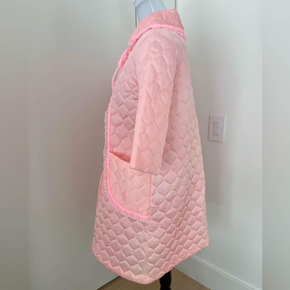 VINTAGE Hamilton Lingerie Pink Quilted Housecoat Robe Made Canada Retro 60's - Picture 8 of 15